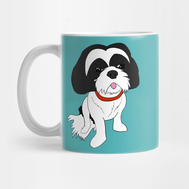 Black & White shih tzu by AMCArts